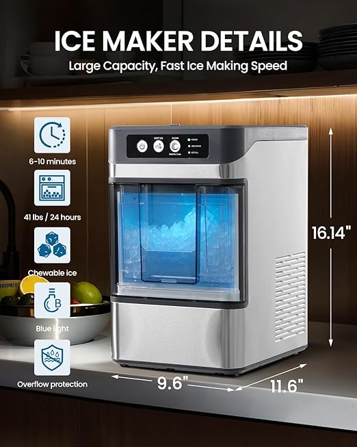 Nugget Ice Maker Countertop, Chewable Pellet Ice Machine, Portable Ice Machine - Image 8