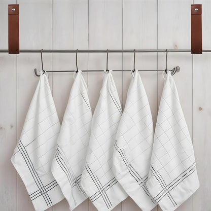 10pcs PU Leather Straps for Hanging Wall Hooks 1 x 4.7 Inches Curtain Rod Holder Leather Wall Hanging Strap with Screws Leathers Hook Lanyard for Bathroom Kitchen Walls Mounted Loop Towel Hook (Brown)