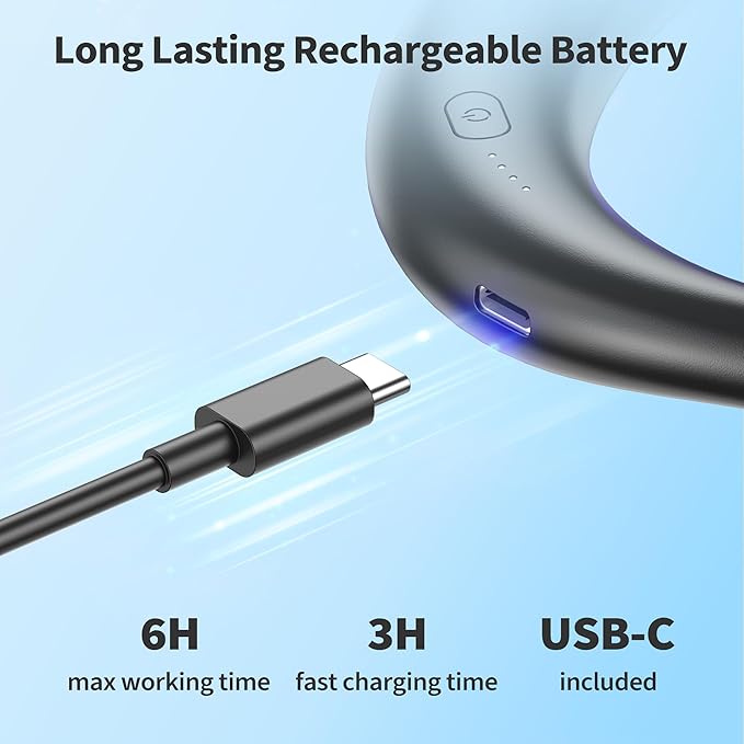 COMLIFE Portable Neck Fan, 2600mAh Battery Operated Ultra Quiet Hands Free USB - Image 5