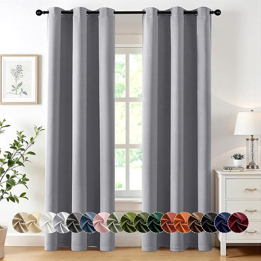 MIULEE Light Grey Blackout Curtains by MIULEE