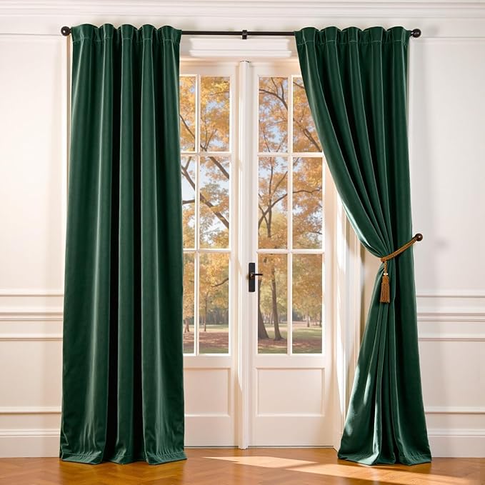 Lazzzy Velvet Blackout Curtains Thermal Insulated Room Window Drapes Super Soft by Lazzzy