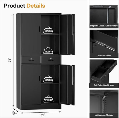 Metal Storage Cabinet, Lockable File Steel Cabinet - Image 3