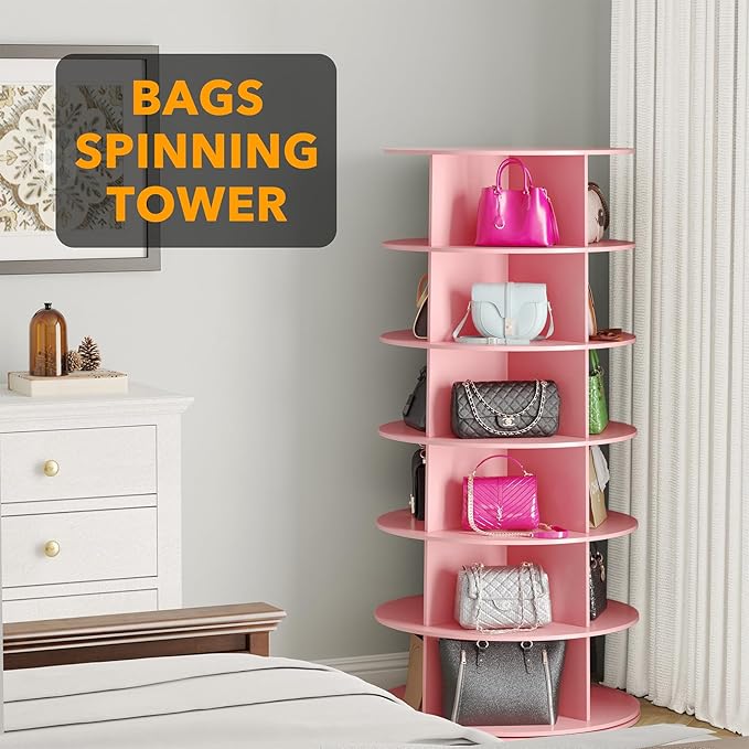 SpaceAid 6 Tier Rotating Shoe Rack Tower, Spinning Shoe Display Lazy Susan - Image 5