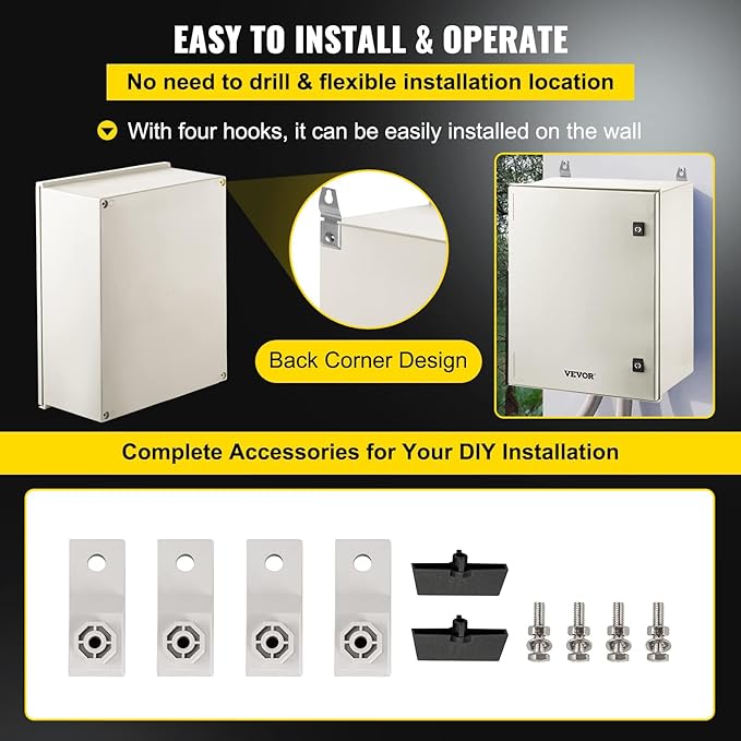 VEVOR Electrical Enclosure Box, 15.7'' ×11.8'' ×7.9'', Fiberglass Junction Box - Image 6