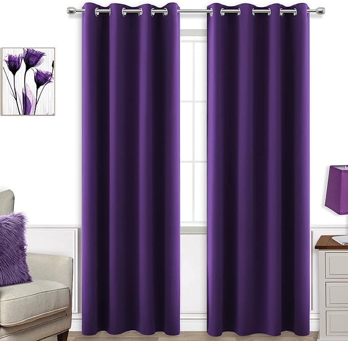 KOUFALL Purple Curtains 96 Inches Long by KOUFALL