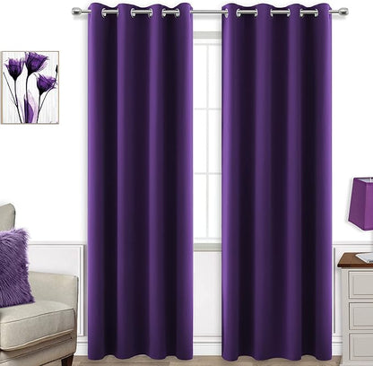 KOUFALL Purple Curtains 96 Inches Long by KOUFALL