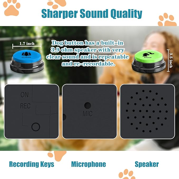 Dog Buttons for Communication Starter Pack 8 Dog Talking Button Set, 30s Voice - Image 6
