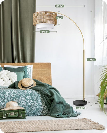 EDISHINE Gold Floor Lamps for Living Room, Boho Rattan Standing lamp - Image 7