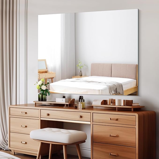 CILIBER Frameless Mirror, 40x48 Inch Large Bathroom Mirrors - Image 2