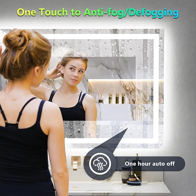 YEELAIT 48x36 Inch RGB LED Bathroom Mirror Front Light and RGB Backlit Lighted - Image 5