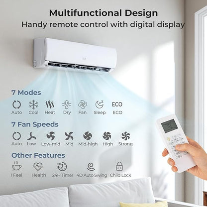 COSTWAY 17000 BTU Mini Split Air Conditioner, 208/230V 17 SEER2 Wifi Enabled - Image 4