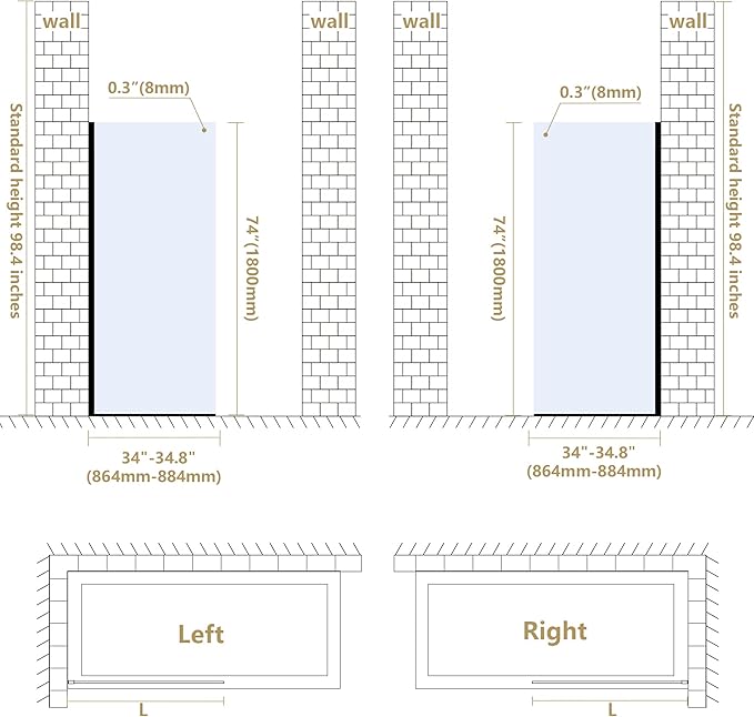 Bathroom Shower Door Screen, 34 in. W x 74 in. H Single Panel Frameless Shower - Image 7