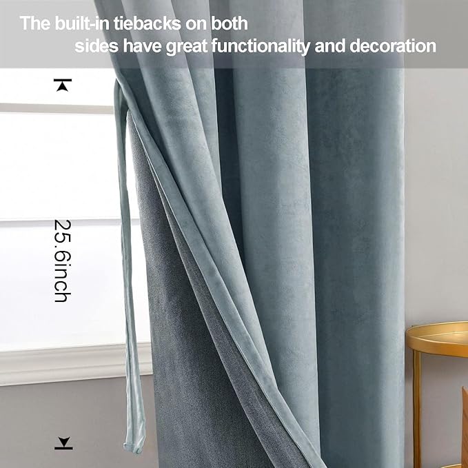 JIUZHEN Stone Blue Velvet Curtains - Image 3