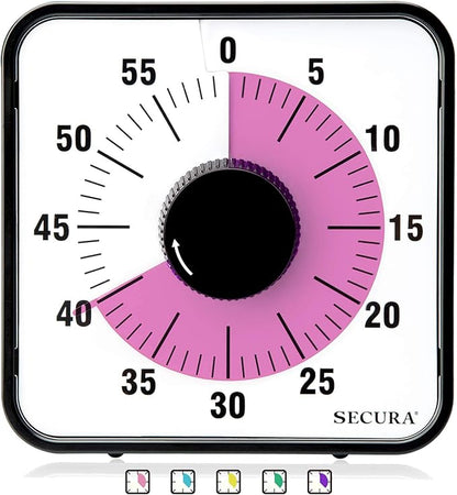 Secura 60-Minute Visual Countdown Timer, 7.5-Inch Oversize Classroom Visual by Secura