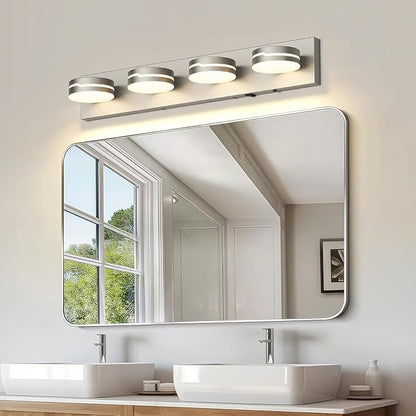26" Motion Sensor Vanity Light Brushed Nickel, 3CCT 4-Light Modern LED Bathroom - Image 4