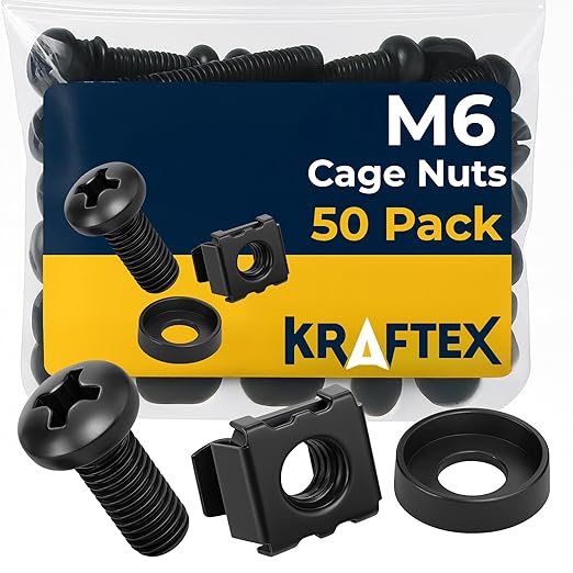 M6 Cage Nuts, Screws and Washers Rack Mount Screws Hardware by Kraftex