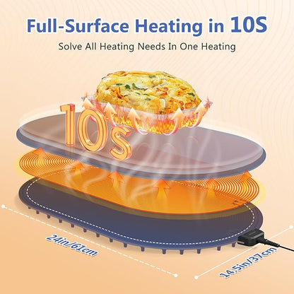 Warming Mat for Food with Adjustable Temperature Timer, 10S Fast Heating - Image 2