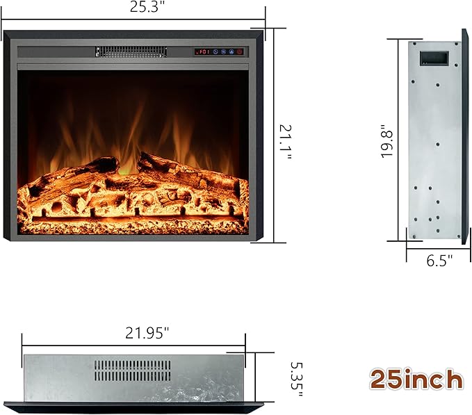 Electric Fireplace, Recessed Fireplace Heater - Image 6