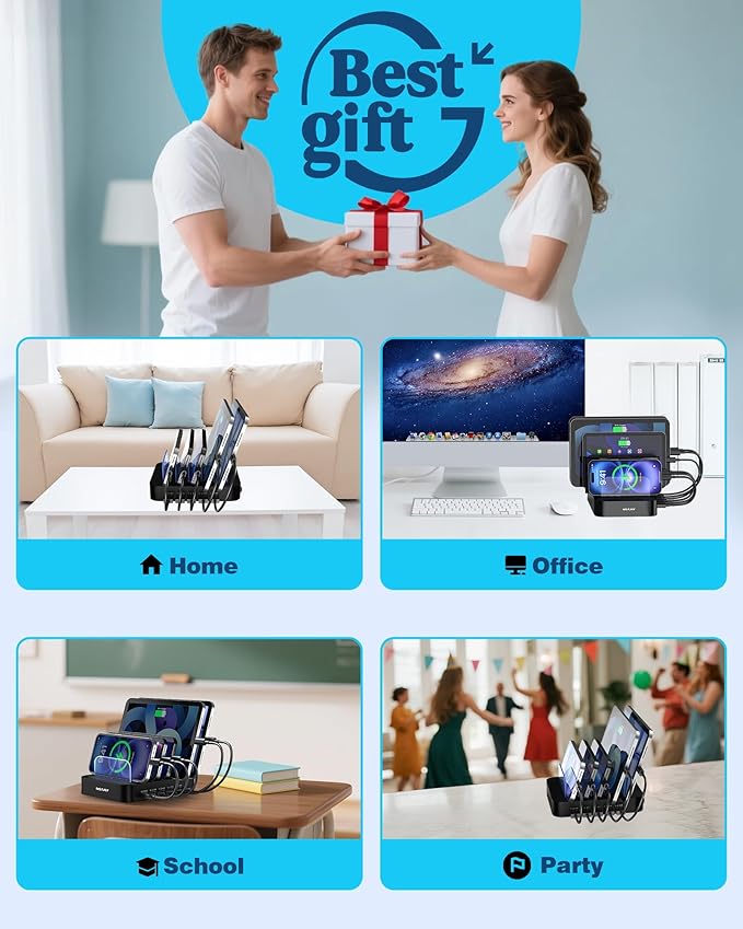 MSTJRY Charging Station for Multiple Devices : 5 Port Multi USB-A Charger - Image 7
