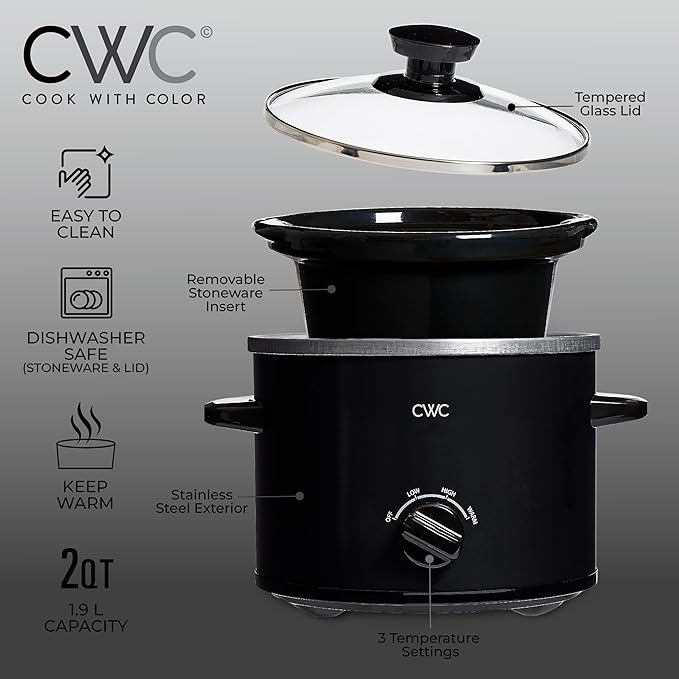 COOK WITH COLOR 2QT Mini Electric Round Slow Cooker - Image 4