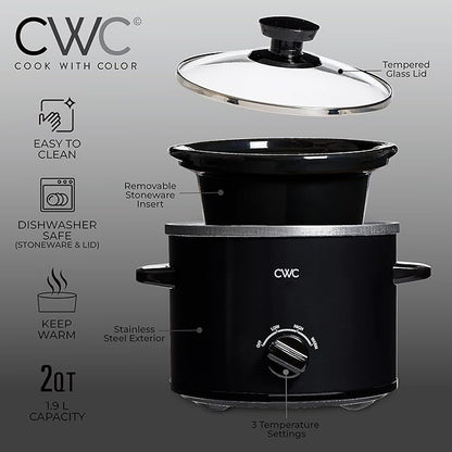 COOK WITH COLOR 2QT Mini Electric Round Slow Cooker - Image 4