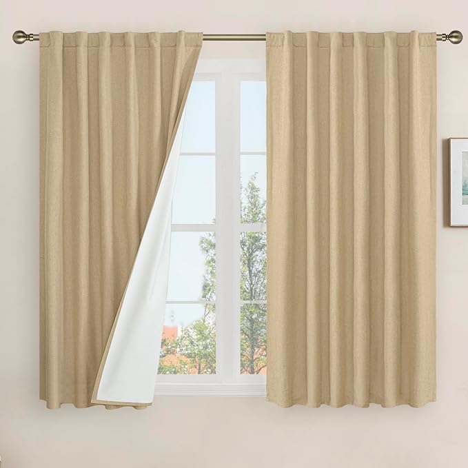LAMIT Natural Linen 100% Blackout Window Curtains by LAMIT