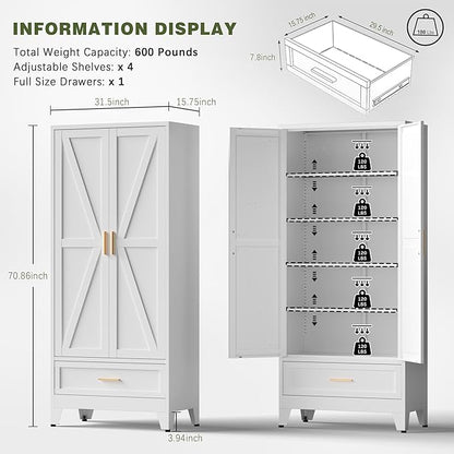 COFaR Metal Storage Cabinet, Farmhouse Storage Cabinet - Image 2