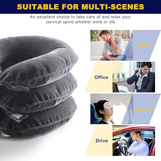 Cervical Traction Device for Neck Pain Relief, Adjustable Inflatable Neck - Image 4