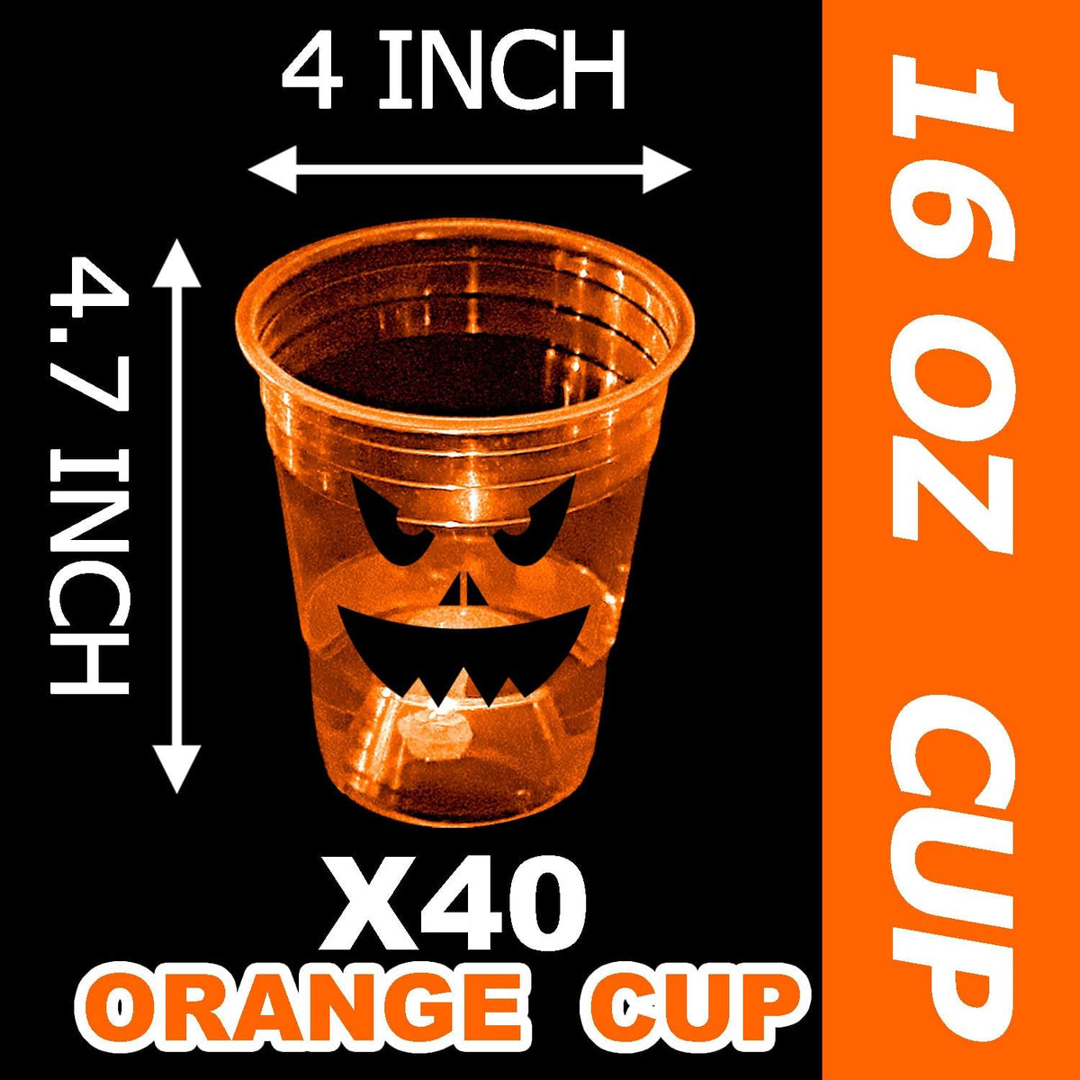 mishunyus 40 Pcs Halloween Glow Pumpkin Party Cups for Adults, 16 oz Orange P...