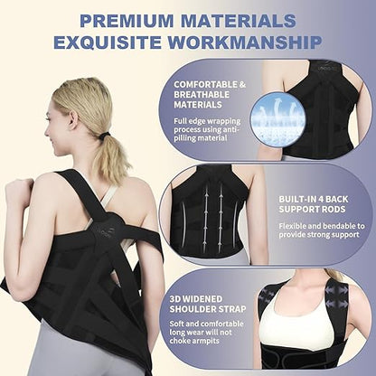 Posture Corrector for Women and Men Upgraded Back Brace, Adjustable Back - Image 4