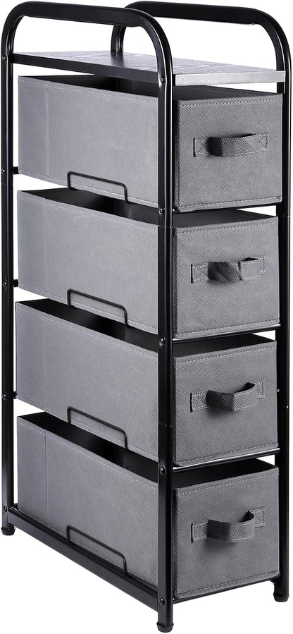 MAX Houser 4 Drawer Narrow Dresser Fabric Storage Tower Vertical Slim Storage by MAXHouser