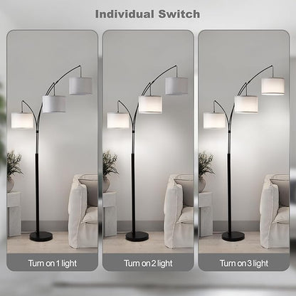 Fansdrick Floor lamp with Remote, 3 Light Arc Floor Lamps - Image 4