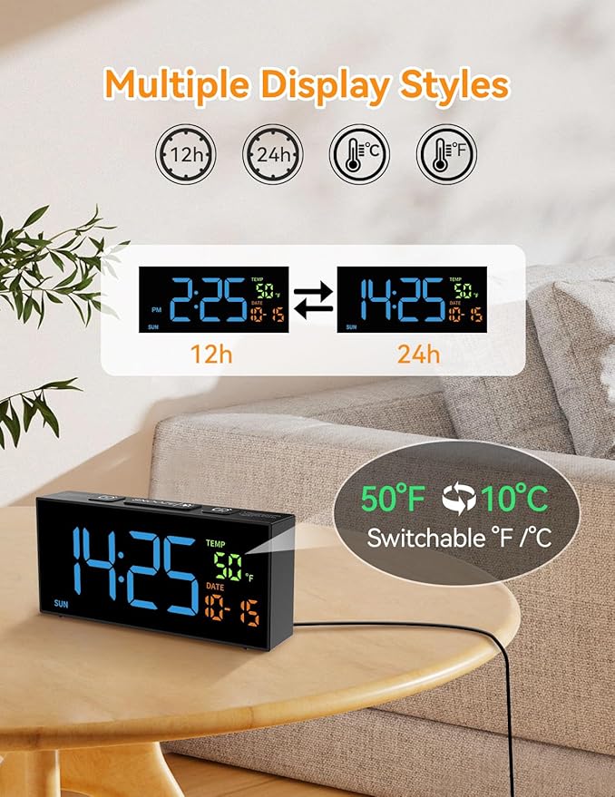 Netzu Alarm Clocks for Bedrooms, Digital Clock - Image 7