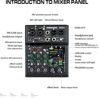 4 Channel Audio Mixer With Effects 88 Dsp Mixer Mixing Board Usb Interface - Image 5