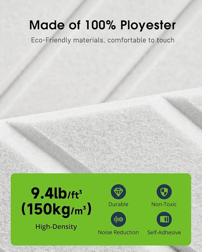 Woovio Sound Proof Foam Panels for Walls, 12 Pack Self-Adhesive Acoustic Panels - Image 5