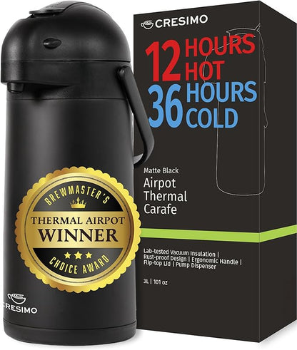 Airpot Coffee Dispenser With Pump, 36 Hours Cold by Cresimo