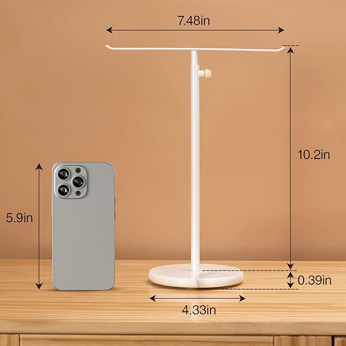 Josmimic White Necklace Holder Jewelry Organizer Stand – Adjustable Height - Image 7