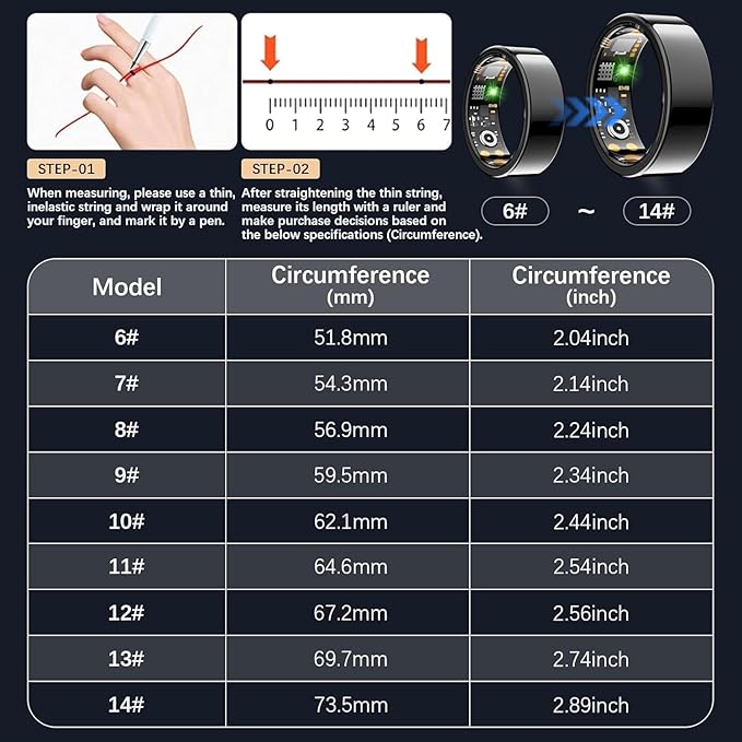 Smart Health Ring for Women Men, Fitness Tracker Ringwith Heart Rate, Blood - Image 2