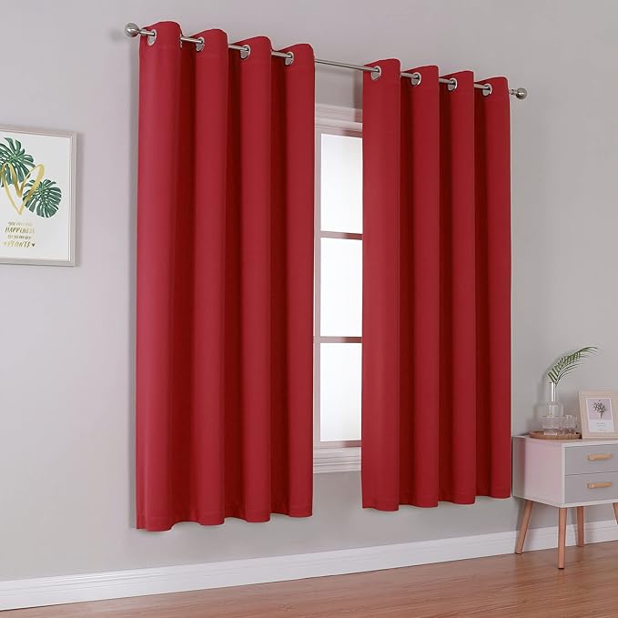DUALIFE Red Curtains 72 Inches Long - Image 2