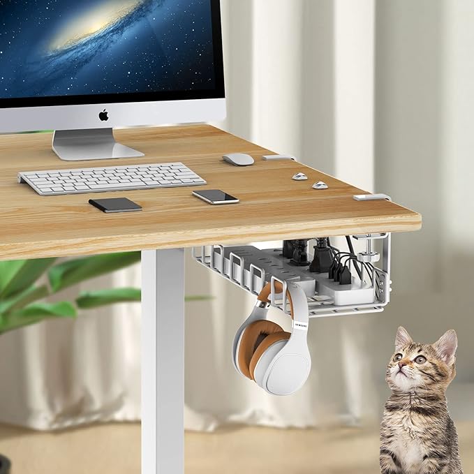 Under Desk Cable Management Tray, L 15.7''W 6.3'' No Drill Steel Desk Cable - Image 6