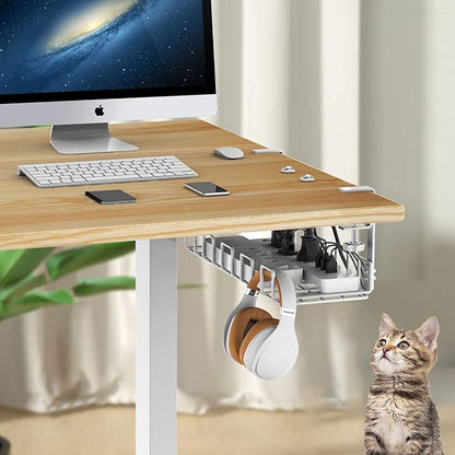 Under Desk Cable Management Tray, L 15.7''W 6.3'' No Drill Steel Desk Cable - Image 6