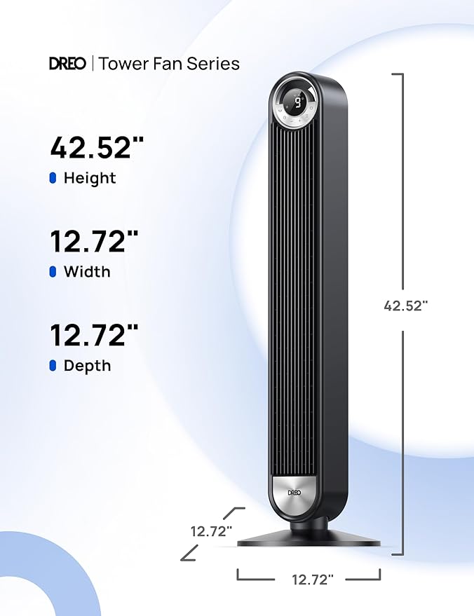 Dreo Tower Fan for Bedroom, 90° Oscillating Standing Floor Fan - Image 8
