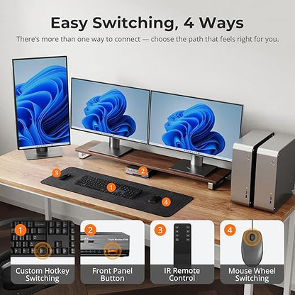 TESmart HDMI KVM Switch 3 Monitors 2 Computers 4K@60Hz, USB 3.0 KVM Switch - Image 8