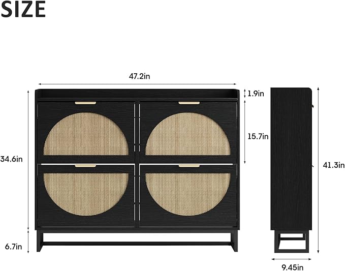 Maupvit Large Rattan Shoe Storage Cabinet - Image 2