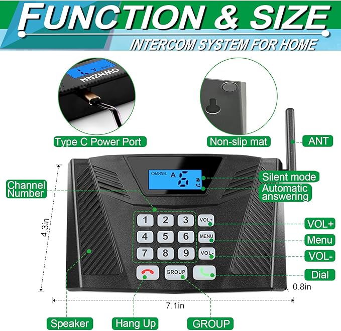 Intercoms Wireless for Home Hands Free, Upgrade Two Way Intercom 5300 Feet Range - Image 7