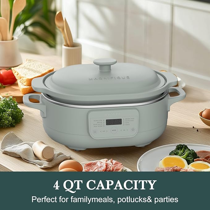 MAGNIFIQUE 4 Quart Programmable Casserole Slow Cooker, 8-in-1 Multi Cooker - Image 8