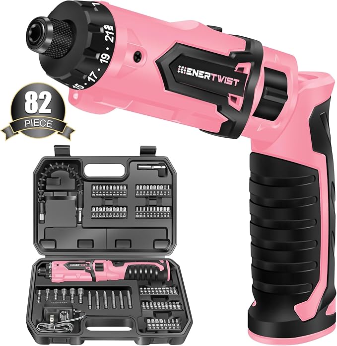 Enertwist Electric Screwdriver, 8V Max 10Nm Pink Cordless Screwdriver by ENERTWIST
