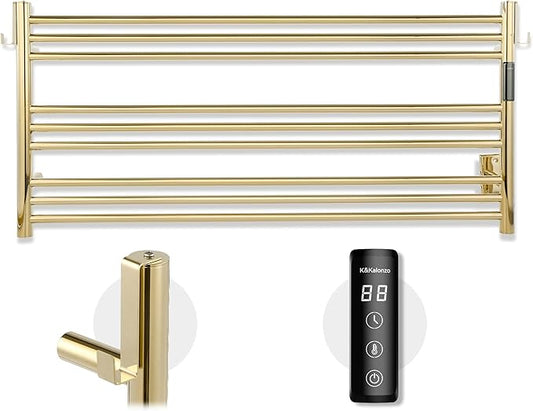 K&KALONZO Towel Warmer for Bathroom, Wall-Mounted 9-Bar Heated Towel Rack by KKALONZO