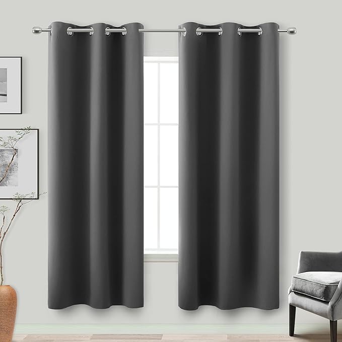 72 Length Blackout Curtains for Bedroom 2 Panels Set Sun Heat Blocking Thermal by KOUFALL