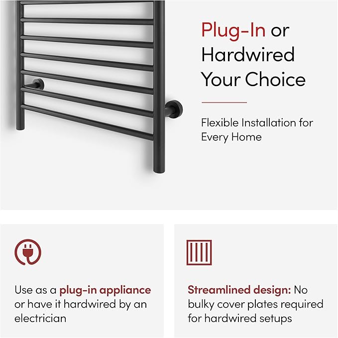Heated Towel Rack, 10-Bar Wall-Mounted Electric Towel Warmer, Matte Black - Image 11